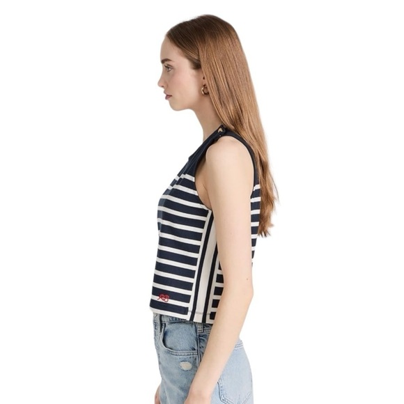 Rag & Bone Bardot Nautical Navy Striped Tank Top - Picture 5 of 9